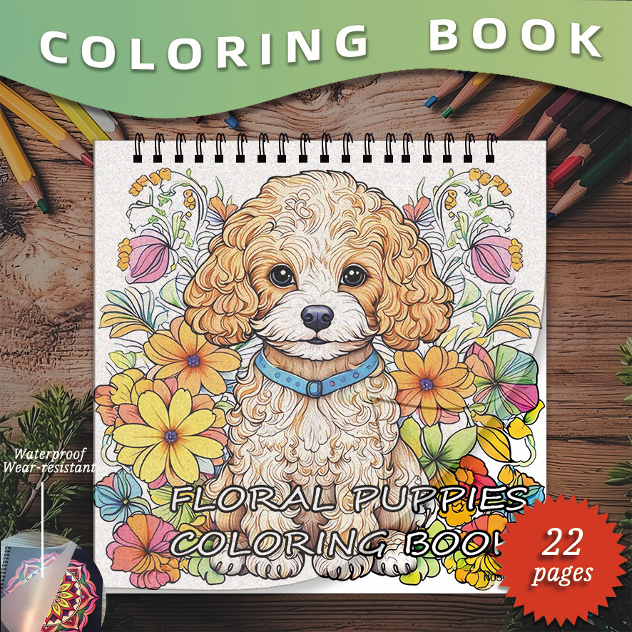 Plants X - Adult Flower Puppy Coloring Book -