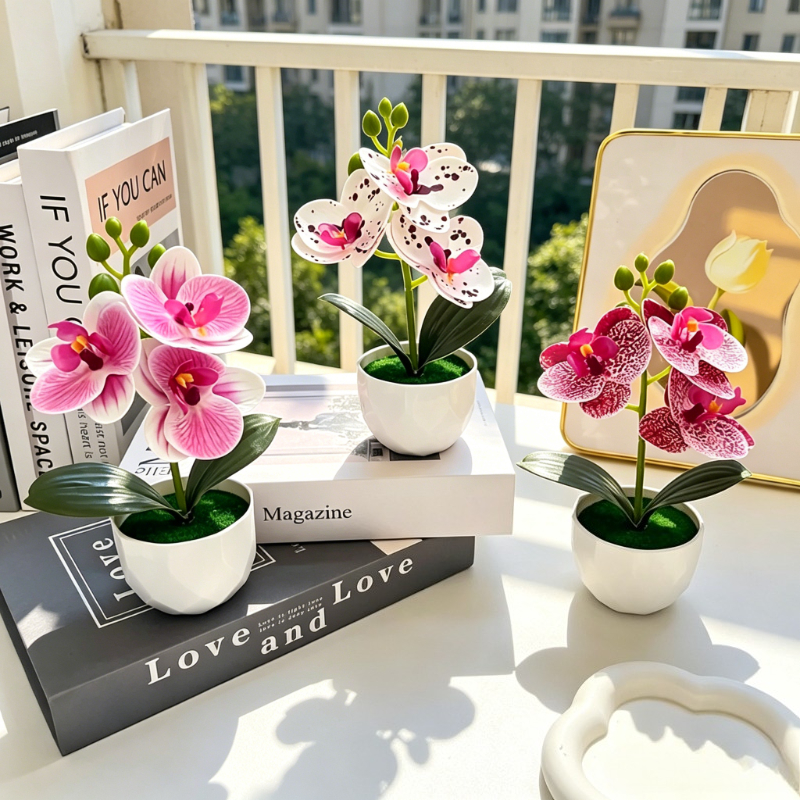 3pcs Artificial Phalaenopsis O - Orchid Phalaenopsis ulasan dan harga