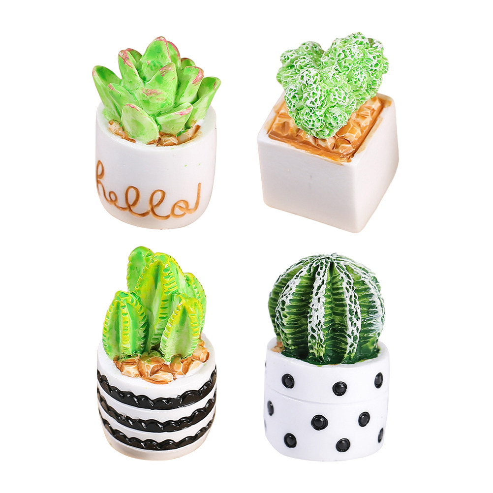 4Pcs Mini Faux Cactus Bonsai P - Cactus Mix Pot ulasan dan harga