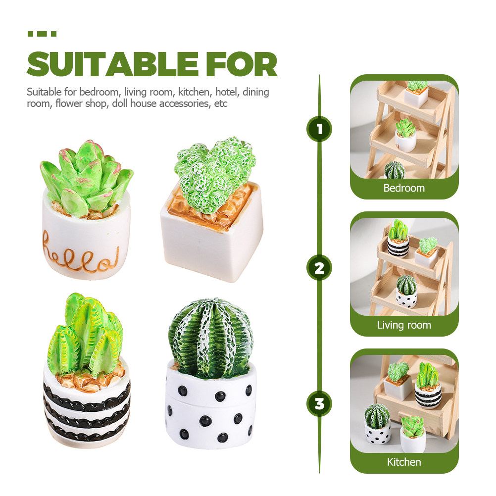 4Pcs Mini Faux Cactus Bonsai P - Cactus Mix Pot ulasan dan harga