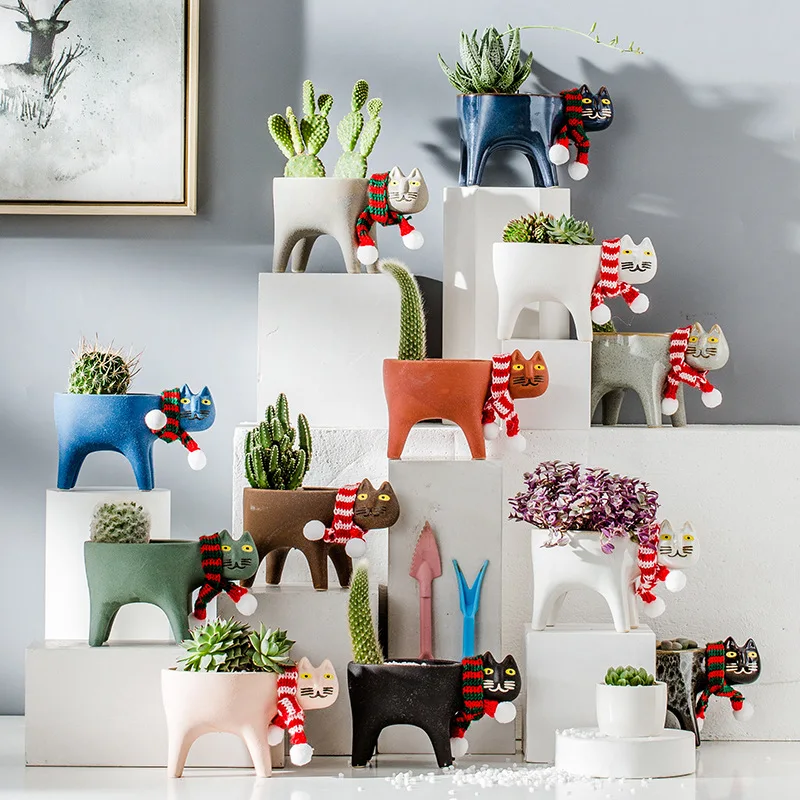 Cat Flower Pot Creative Cute C - Cactus Mix Pot ulasan dan harga